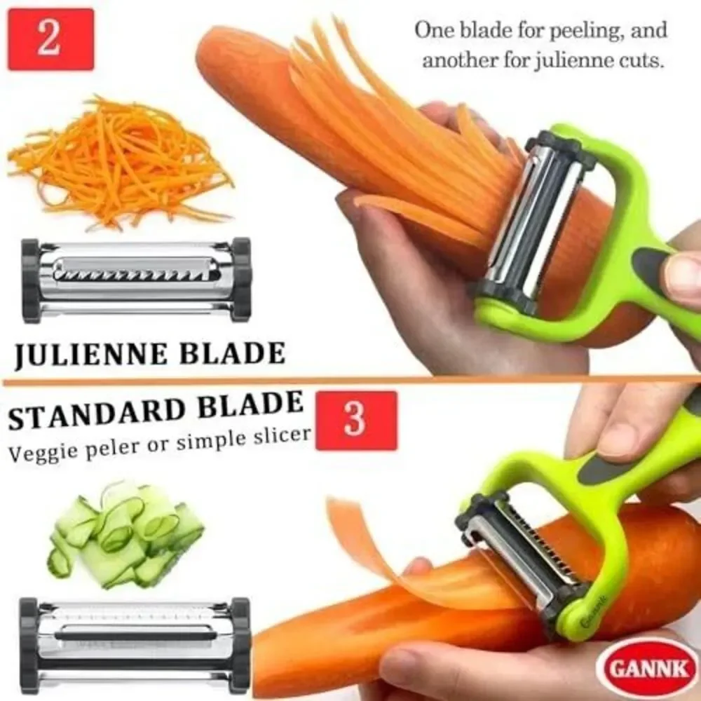 Potato Apple Vegetable Peelers for Kitchen, 3 in 1 Blade Spin & I and Y Peelers